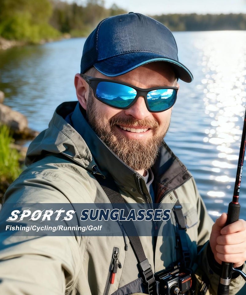 QALLY Store Polarized-Sunglasses-Men Sports Mens-Sunglasses: Sun-Glasses with UV Protection for Fishing Driving Running Cycling - Image 3